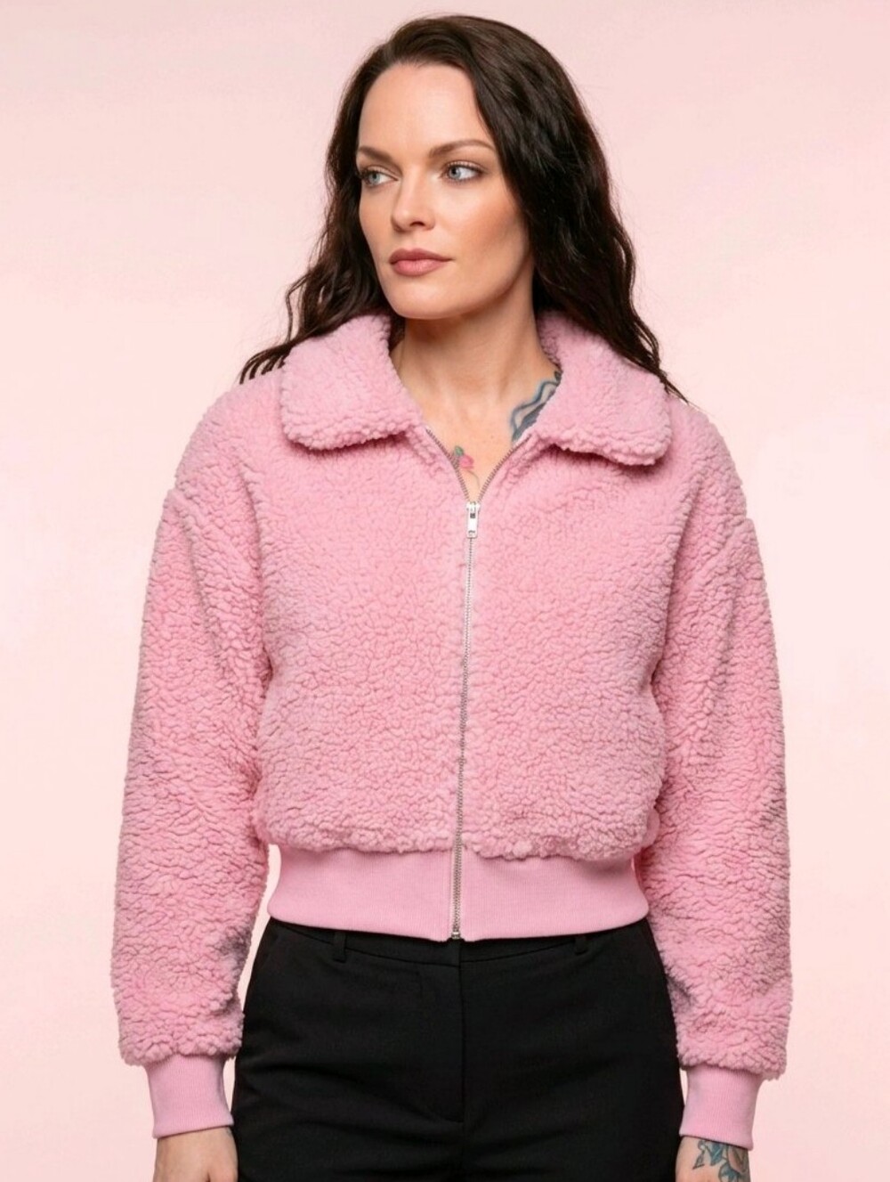 Victoria’s Secret ✦ Plush Fleece Zip Jacket ✦ Pink Embroidered Logo Back Soft XL - Picture 2 of 7